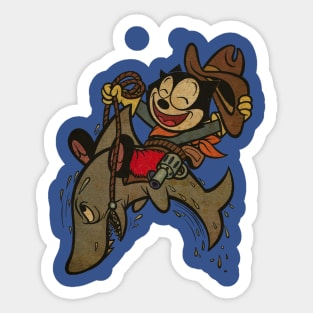 FELIX THE CAT COWBOY SHARK VINTAGE Sticker